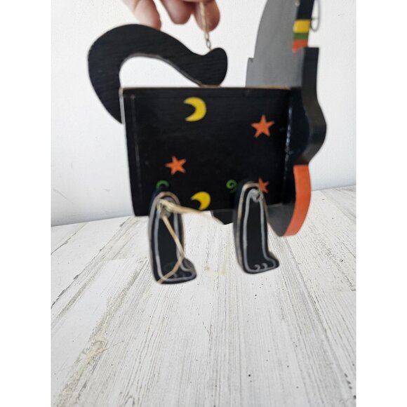 Mini cat birdhouse Halloween unique decor wooden jointed shabby chic hanging - Picture 4 of 14